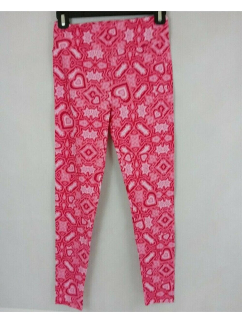 New LuLaRoe One Size Leggings With Pink Stars & Hearts Design
